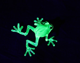 Uranium Glass Frog  Blown Glass Frog Uranium Vaseline Glass Figurine  Frog necklace Frog  Glass UV Miniature