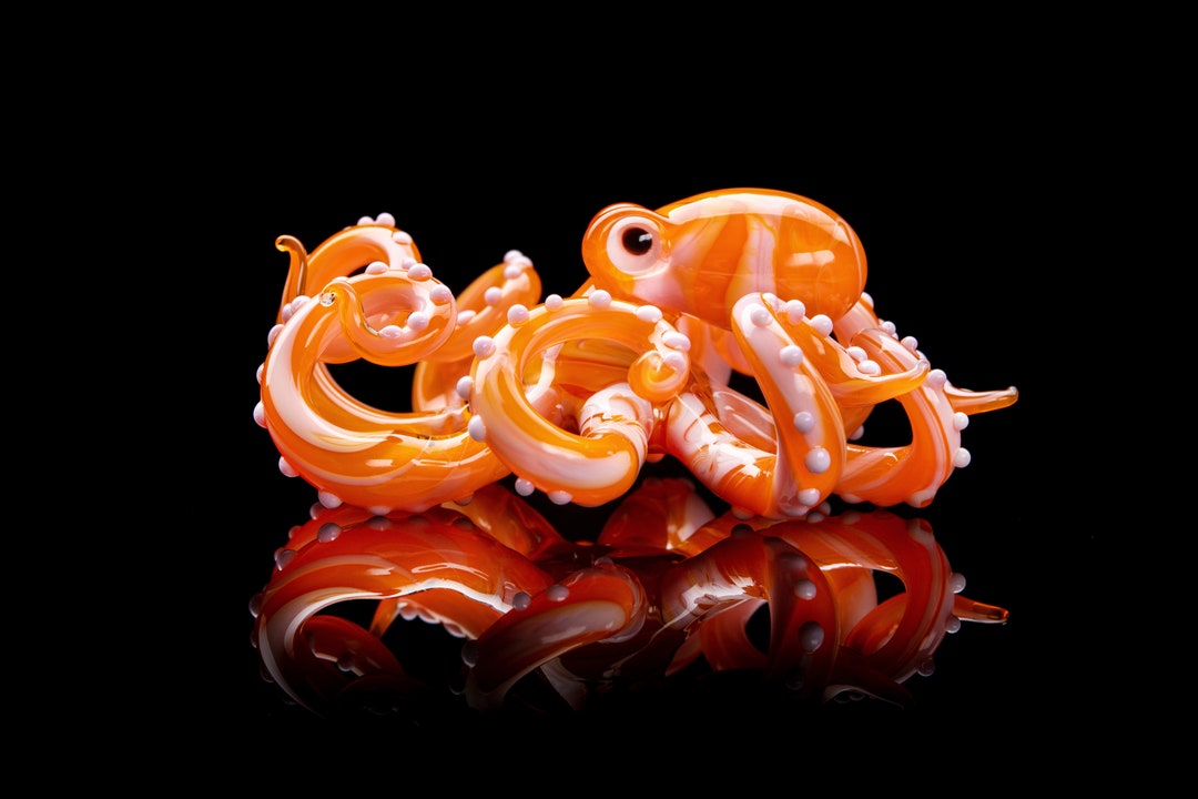 Blown Glass Octopus Glass Figurine Octopus Glass Ocean Octopus Kraken