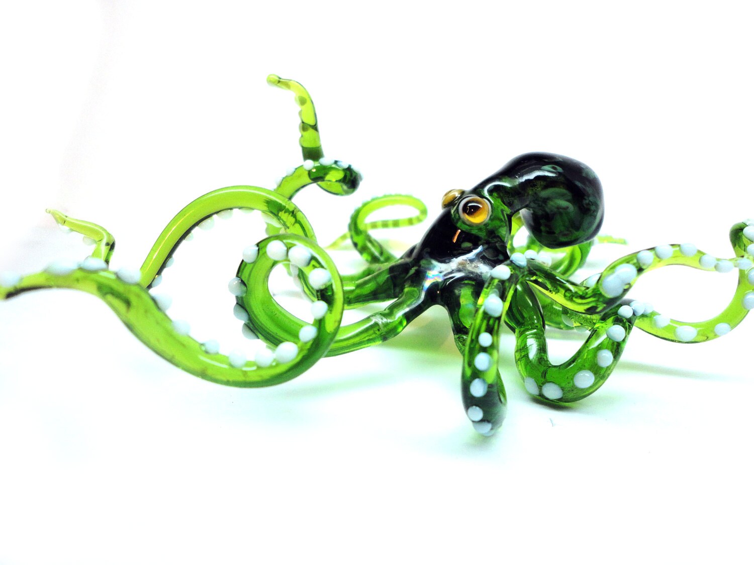 Blown Glass Octopus Glass Green Octopus Glass Octopus Etsy