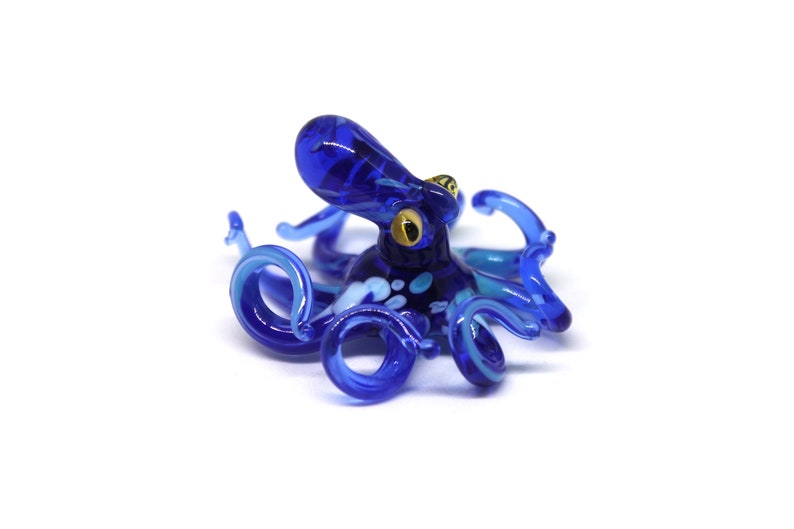 Small Glass Octopus glass figurine Miniature Octopus Little Glass Animals Murano Gift Blown Sculpture Art Collectible Artglass Lampwork image 2