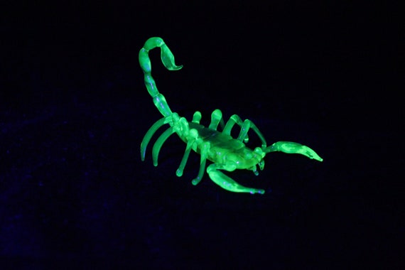 Uranium Glass Scorpion - Figurine Glass UV Scorpio - Scorpion