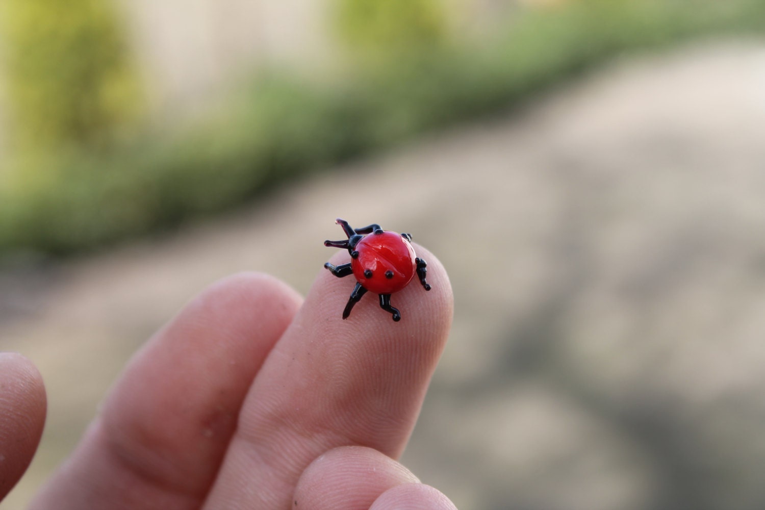 吹きガラスてんとう虫ミニチュア、てんとう虫彫刻、てんとう虫