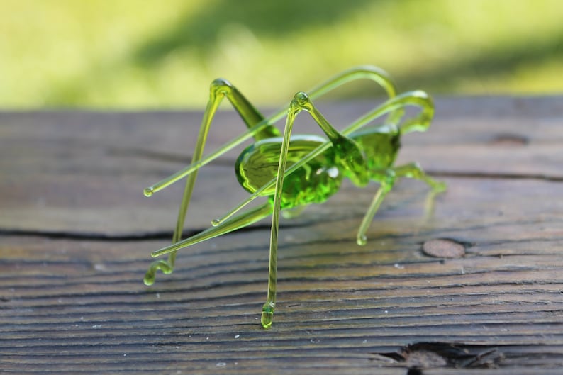 Grasshopper Glass Miniature, Migratory locust Animals Glass, Hand Blown Glass Lampwork Collectible Grasshopper Figurine image 3