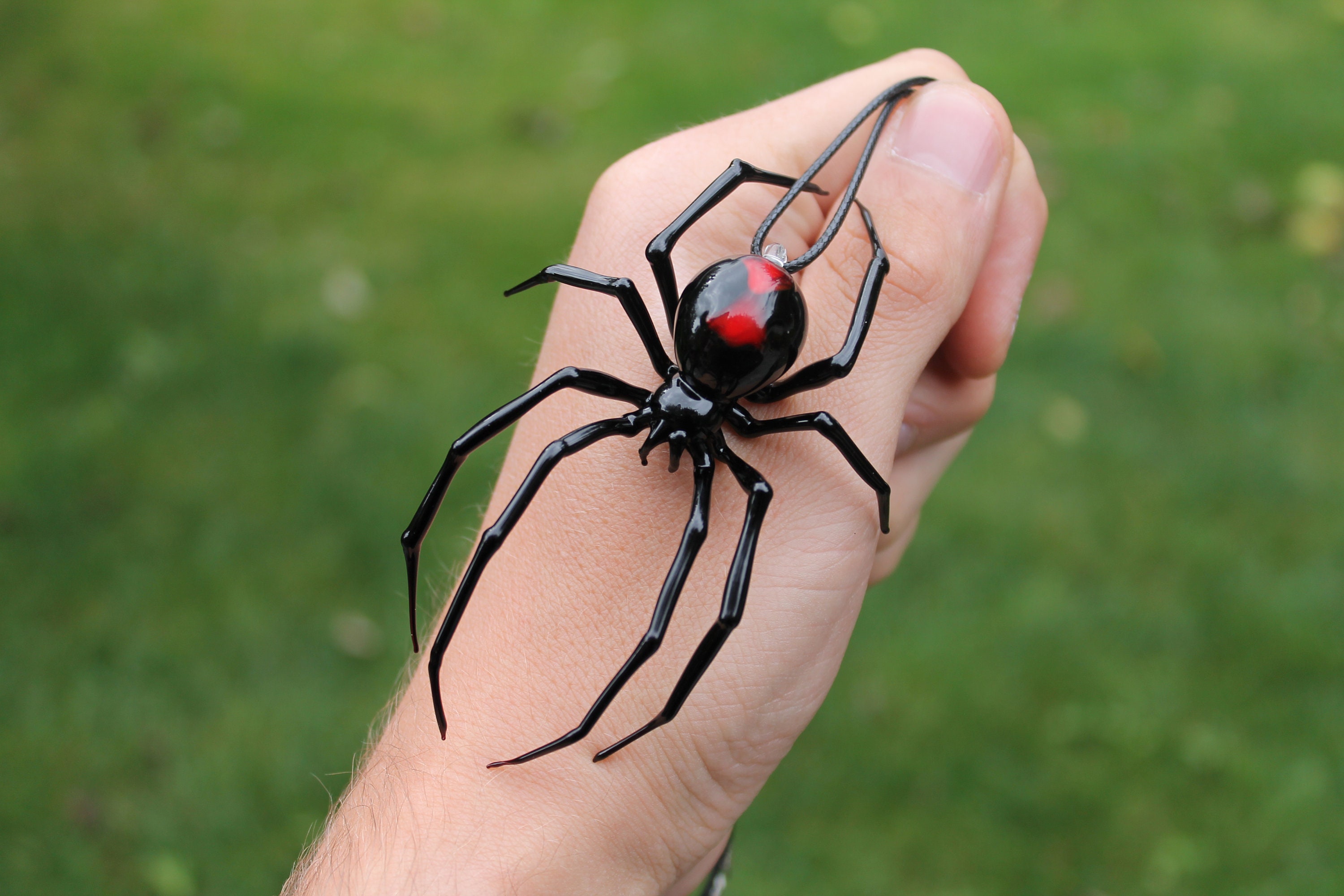 Pendant Spider Black Widow, pendant Blown glass Spider,Hanging Spider Black Widow,