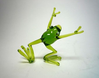 Frosch Glas Miniatur, Tiere Glas, Kunstglas, geblasenes Glas, Skulptur aus Glas