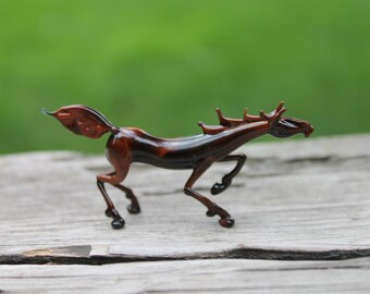 ガラスの馬の置物 - 吹きガラスの馬 - 馬の置物 - ミニチュアの馬