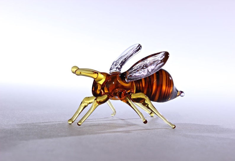 Glass Bee Blown Collectible Figurine honey bee , Animals Glass, Art Glass, Blown Glass, glass sculpture for sale honey bee image 2