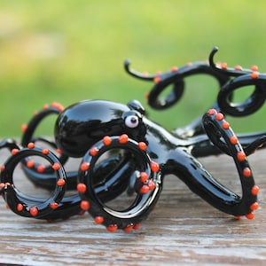 Soffiato vetro Octopus, vetro Octopus, vetro, polpo, oceano, polpo scultura, calamari, Kraken, mare, cefalopodi, vetro soffiato, Figurine di polpo
