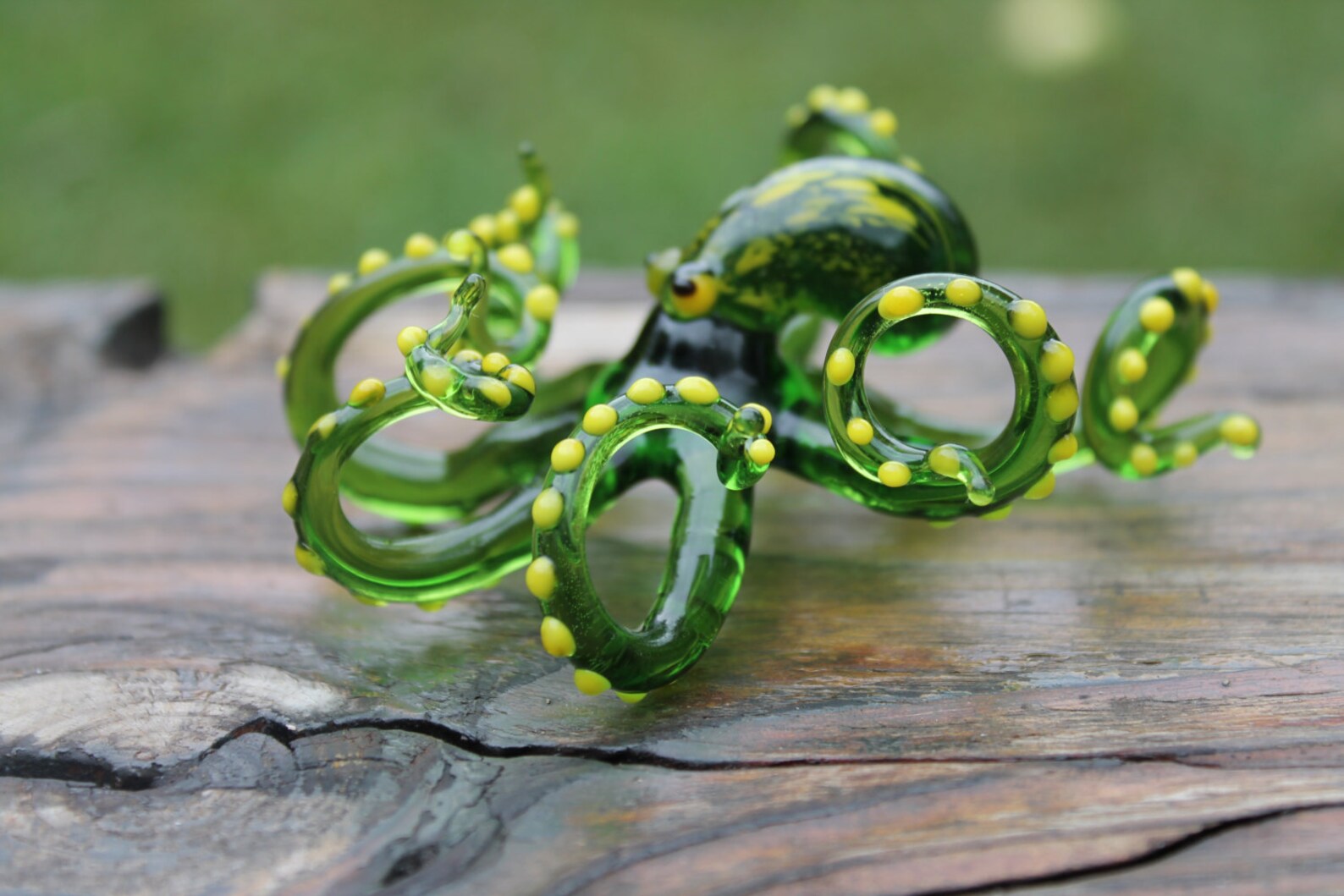Blown Glass Octopus Glass Green Octopus Glass Octopus Etsy