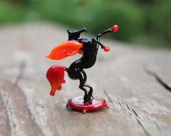 Glass Winged Horse Figurine Collectible Pegasus Miniature Ornament, Fantasy Horse Animal Glass Sculpture Mythical Creatures