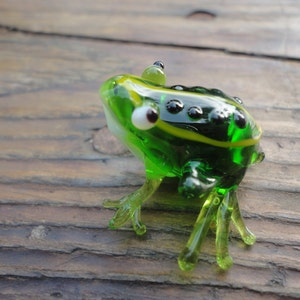 Glass Frog Hand-Blown Collectible Figurine, Art Glass, Blown Glass, Sculpture Made Of Glass, Glass Art