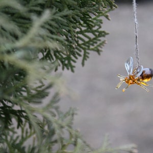 Glass Bee Pendant Collectible Figurine honey bee , Animals Glass, Art Glass, Blown Glass, glass sculpture for sale, Glass Art image 5