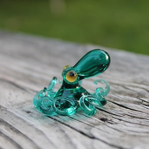 Green Turquoise Glass Light Pink and Purple Octopus | Pendants Glass Octopus | Glass Ocean Octopus | Kraken Glass Octopus Figurine