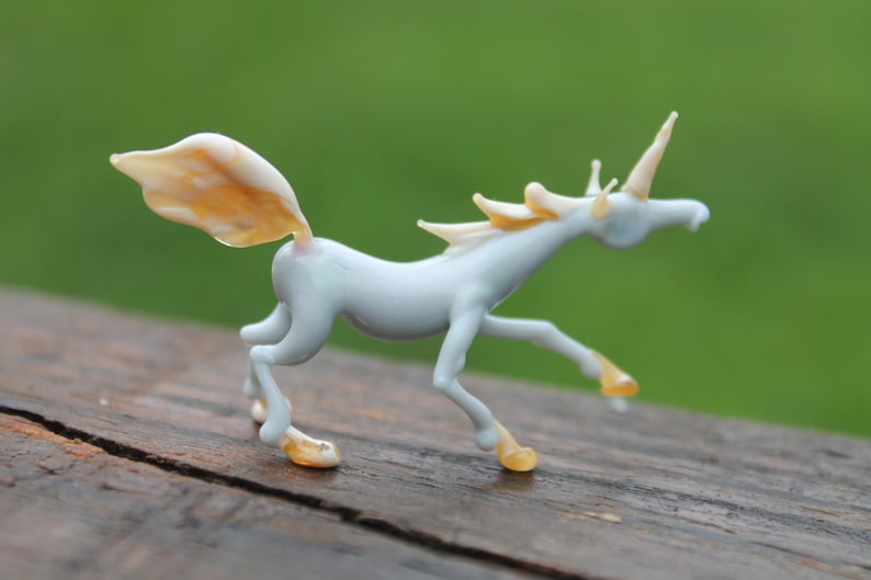 Glass Unicorn Micro Figurine Unicorn Figurine Glass Figure miniature.glass lampwork glass unicorn sculpture unicorn figurine. image 1