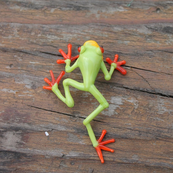 callidryas tree frog Blown Glass Frog Sculpture poison dart frog  lampwork boro toy Glass Frog Miniature Agalychnis callidryas