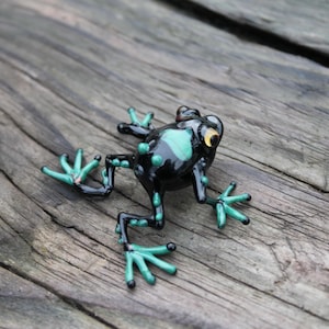 Green Blown Glass Frog Sculpture poison dart frog Figurine murano art collectible gifts black frog boro toy Glass Frog Miniature Homedecor