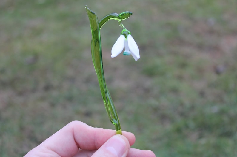 Glass Flower Snowdrop - White Snowdrop - Glass Flower - Single Snowdrop - Forever Snowdrop image 1