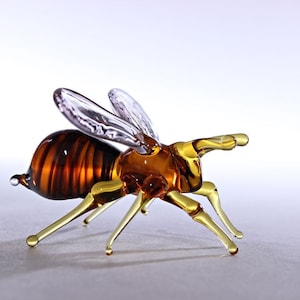 Vidrio abeja soplada figura coleccionable, vidrio de los animales, vidrio del arte, vidrio soplado, escultura hecha de vidrio, arte del vidrio imagen 1