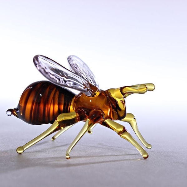 Glass Bee Blown Collectible Figurine honey bee , Animals Glass, Art Glass, Blown Glass, glass sculpture for sale honey bee