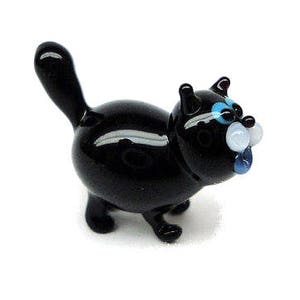 Glass cat Miniature, Animals Glass, Art Glass cat, Glass Blown cat , Sculpture Made Of Glass, Glass Art