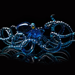 Glass Octopus Sculpture Squid Kraken Miniature Blown Figurine  Blown Glass Octopus Glass Octopus Ocean Octopus Sculpture Squid