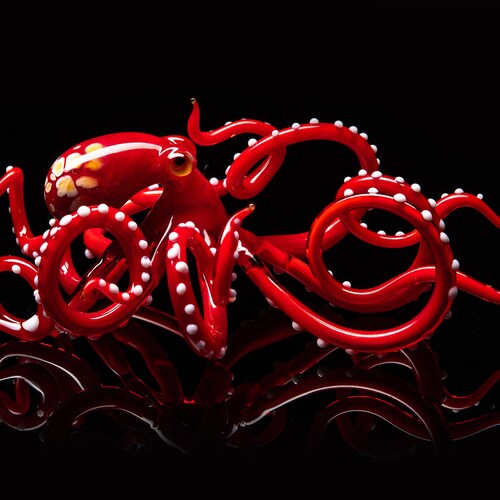 Glass Octopus Sculpture Squid Kraken Cephalopod Blown Glass Etsy