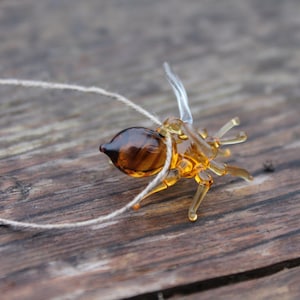 Glass Bee Pendant Collectible Figurine honey bee , Animals Glass, Art Glass, Blown Glass, glass sculpture for sale, Glass Art image 4