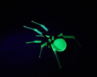 Glass UV Spider  Uranium Glass Spider Uranium Vaseline Glass Figurine Spider Glass UV Spider Glass  Figurine