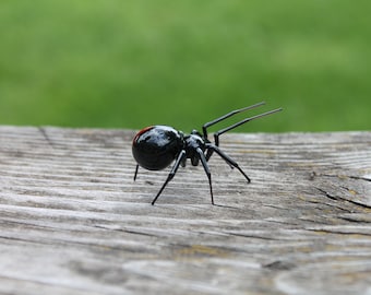 Kunstglas schwarze Witwe Figur, mundgeblasene Glasspinne, mundgeblasene Gläser, SCHWARZE WITWE, Spinnen Charms