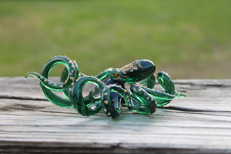 Blown Glass Octopus, Glass Octopus, Glass, Octopus, Ocean, Octopus Sculpture, Squid, Kraken, Cephalopod, Blown Glass, Octopus Figurine image 2