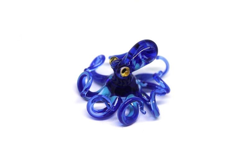 Small Glass Octopus glass figurine Miniature Octopus Little Glass Animals Murano Gift Blown Sculpture Art Collectible Artglass Lampwork image 3