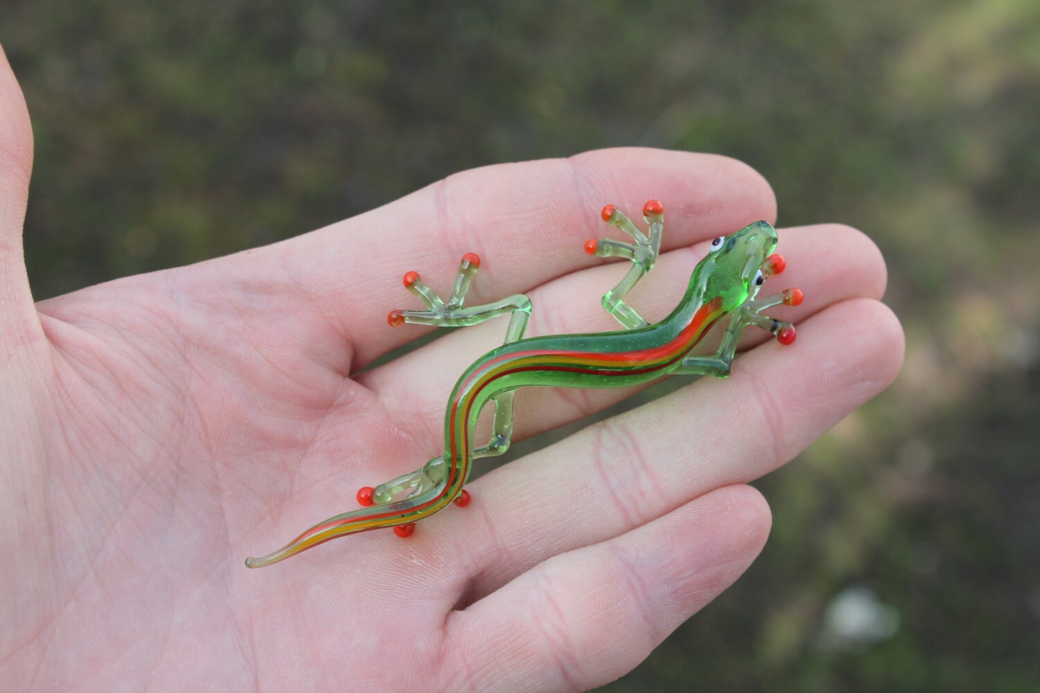 The Lizard Glass Salamander Figurine Blown Glass Lizard Hand Etsy