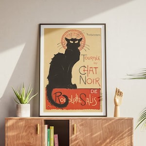 Le Chat Noir Poster by Théophile Alexandre Steinlen Iconic Black Cat Graphic Design Poster, Vintage French Art Illustration Posters