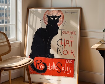 Tournee Du Chat Noir Illustrated Black Cat Graphic Art Print