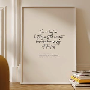 Lámina con cita de El gran Gatsby / 'Así que seguimos adelante' Arte de F. Scott Fitzgerald (Descarga digital)