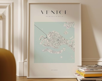 Venice Square Map Digital Download Wall Art Print