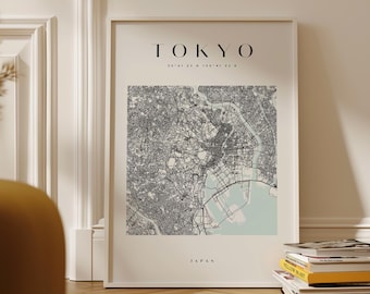 Tokyo City Square Map Digital Download Art Print