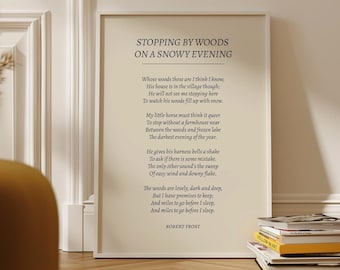 Stopping by the Woods on a Snowy Evening Poetry by Robert Frost Wall Art Print, 'Miles to go before I sleep' poem