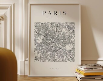 Paris City Square Map Digital Download Art Print