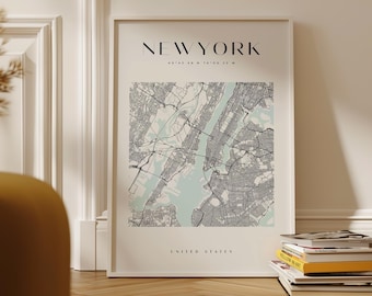 New York Square City Map Digital Download Art Print