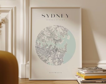 Sydney City Circle Map Digital Download Art Print
