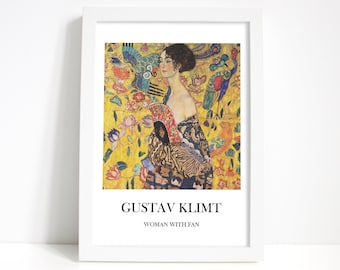 Gustav Klimt Print - Woman with Fan - museum quality poster on matte paper - fine art reproduction - figurative vintage exhibition poster