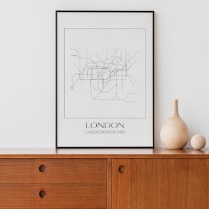 London U-Bahn Tube Karte Print - Stadt Karte Poster, Schwarz-Weiß Wand Kunst, U-Bahn U-Bahn künstlerisch Reisende, Geschenk für Reise-Liebhaber