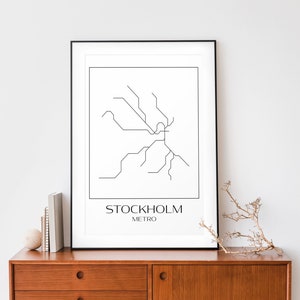 Stockholm Metro Map Poster - Giclée-Druck in Museumsqualität auf mattem Papier - minimalistische abstrakte Kunst - Abenteurer, Reiseliebhaber Geschenk