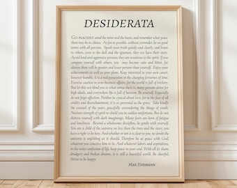 Desiderata Poem Print, Inspirational Poetry by Max Ehrmann