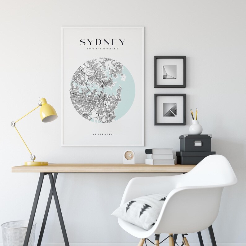 Sydney Circle Map Art Print, Capital City Poster, Travel Lover Print - Etsy