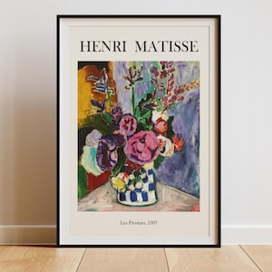Matisse &#39;Les Pivoines&#39; Peonies Art Print, Henri Matisse painting, flower art print, floral art, botanical poster, art lover gift