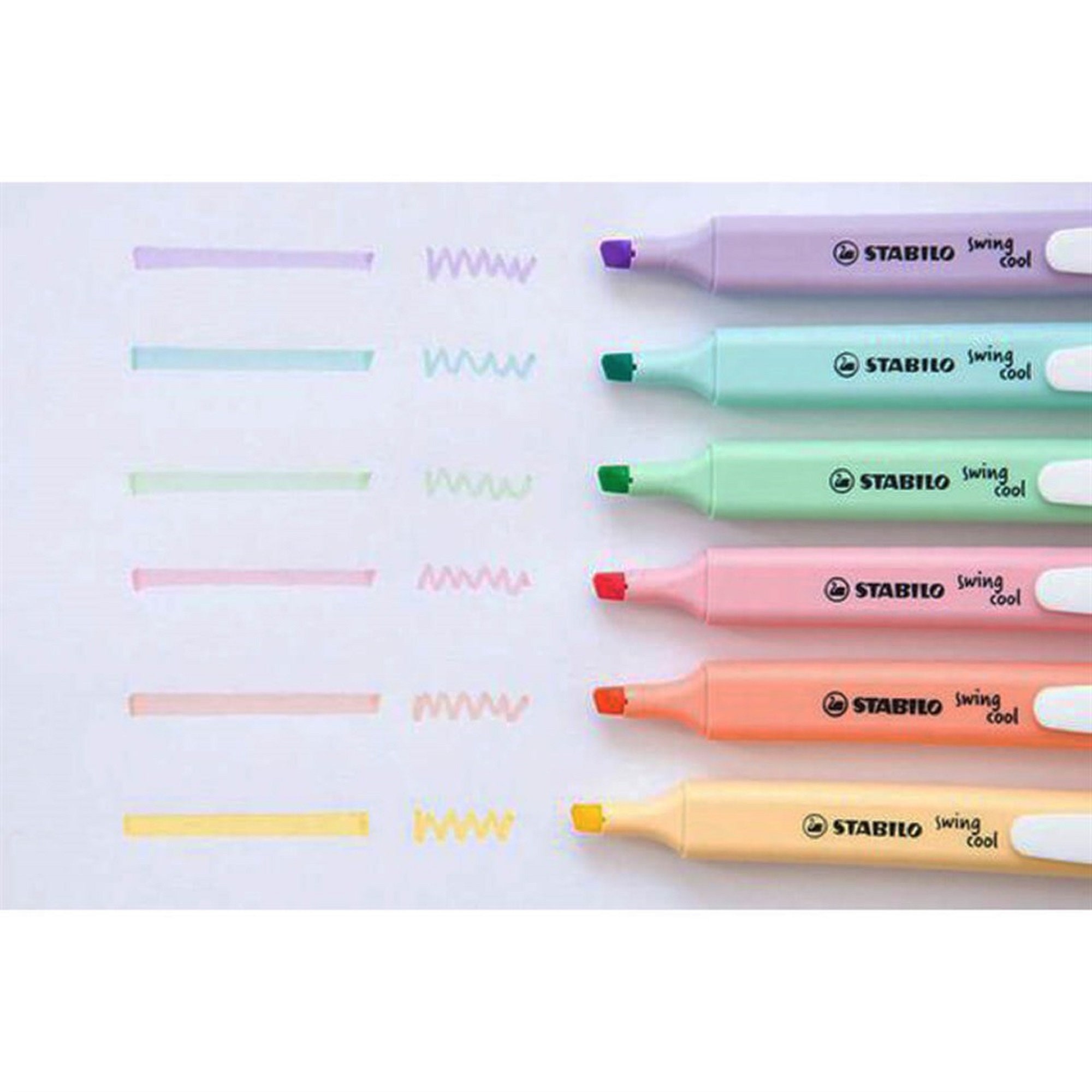 STABILO Surligneur swing® cool couleurs fluorescentes assorties pointe  biseautée 1 + 4 mm 275/6 lot de 6 - Stabilo, surligneurs