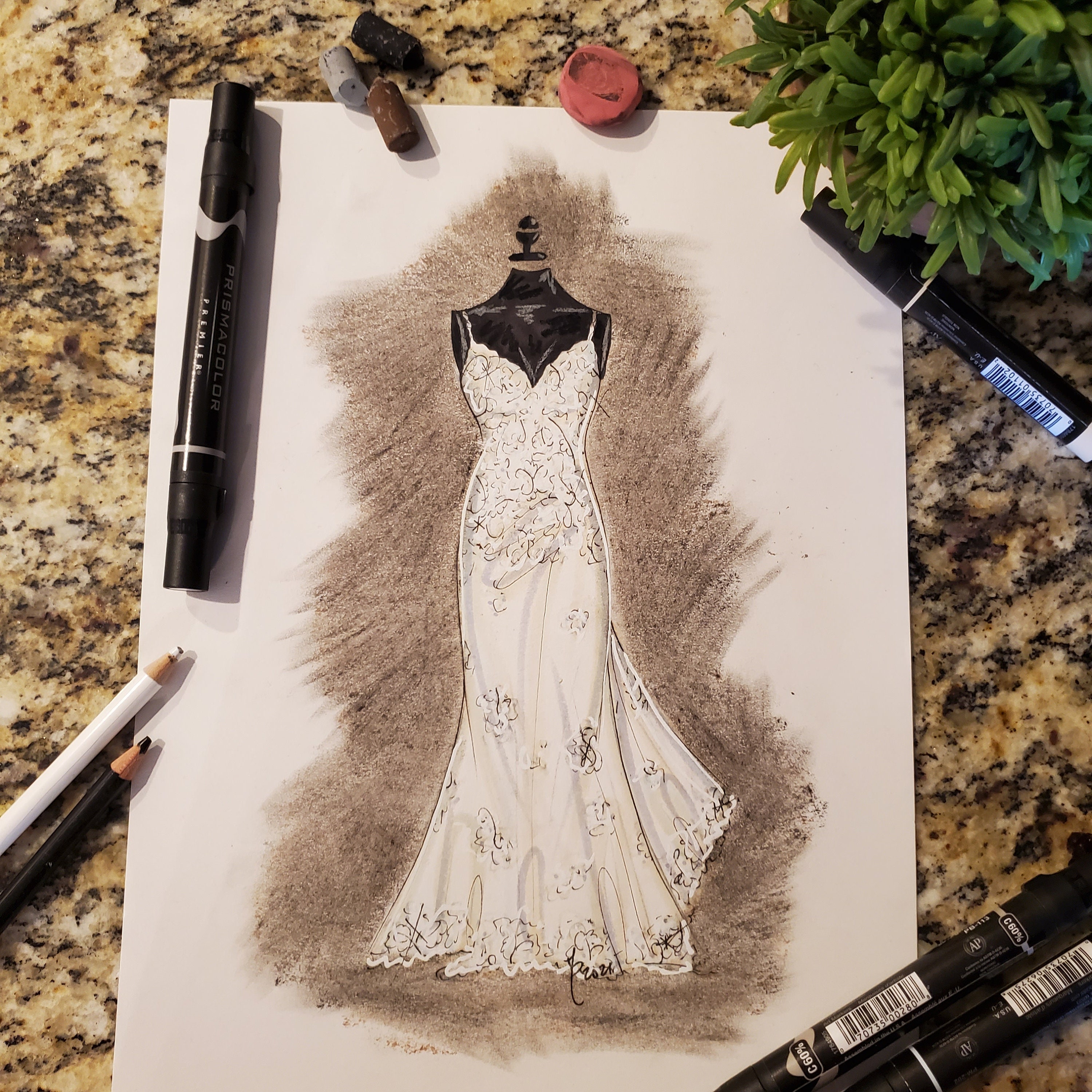 Sketch of Grace Kelly's Wedding Dress