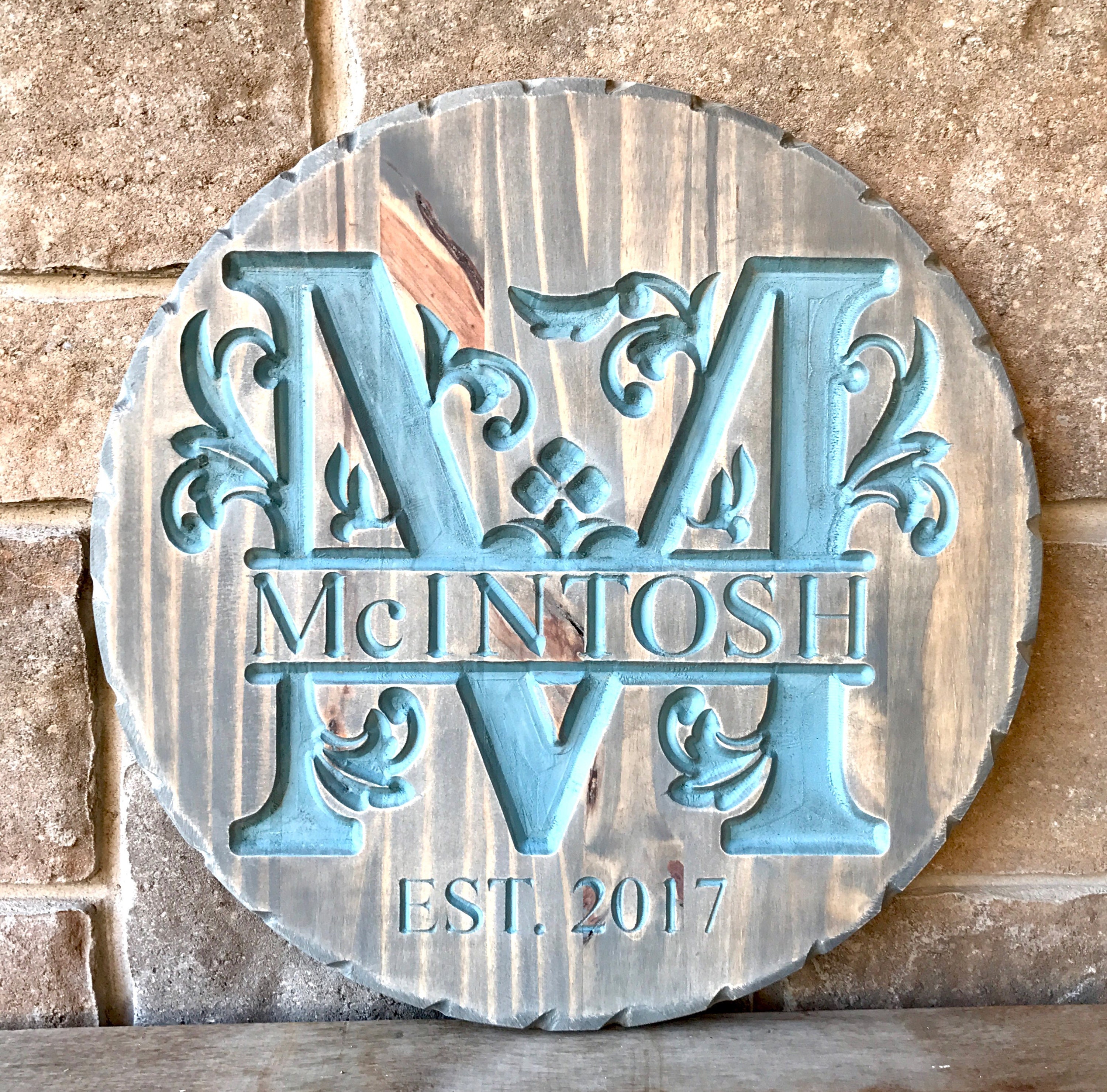 Signes en Bois Sculpté Monogramme